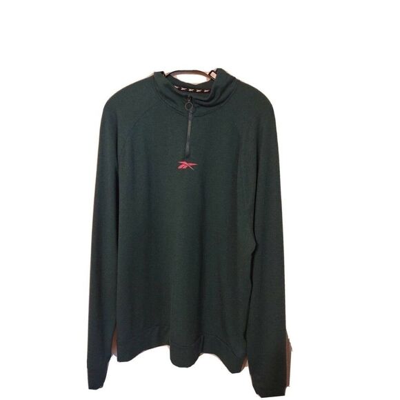REEBOK MENS 1/4 ZIP LONG SLEEVE PULLOVER SHIRT SIZE XL Green Speedwick REEcycled - Picture 1 of 7